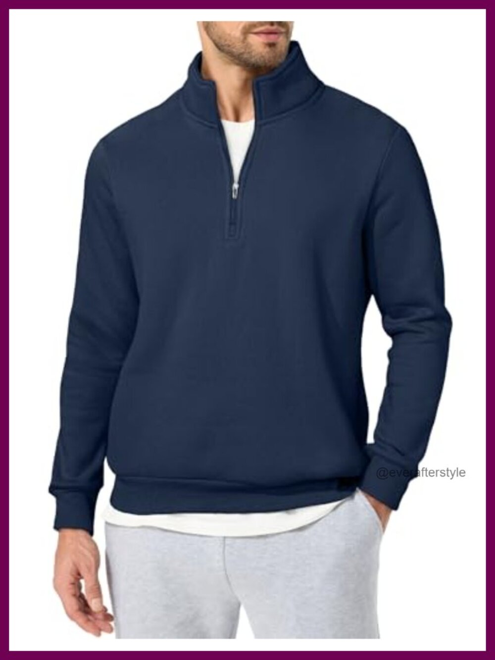 Men's Quarter Zip Fleece Pullover Sweatshirt Mock Neck Long Sleeve